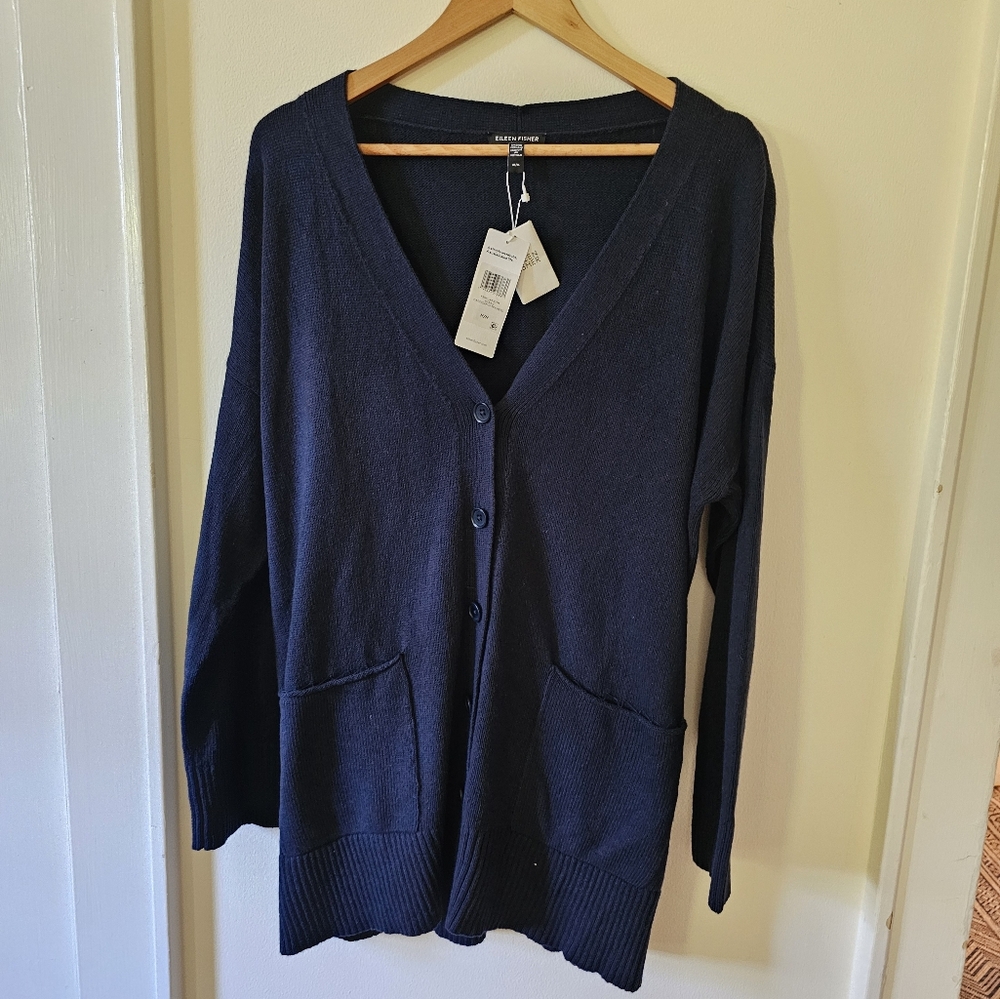 Eileen Fisher Cotton Cashmere Women's Cardigan Size MEDIUM.
